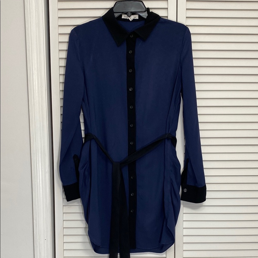 BCBGeneration Navy Blue Long Sleeve Shirt Dress
